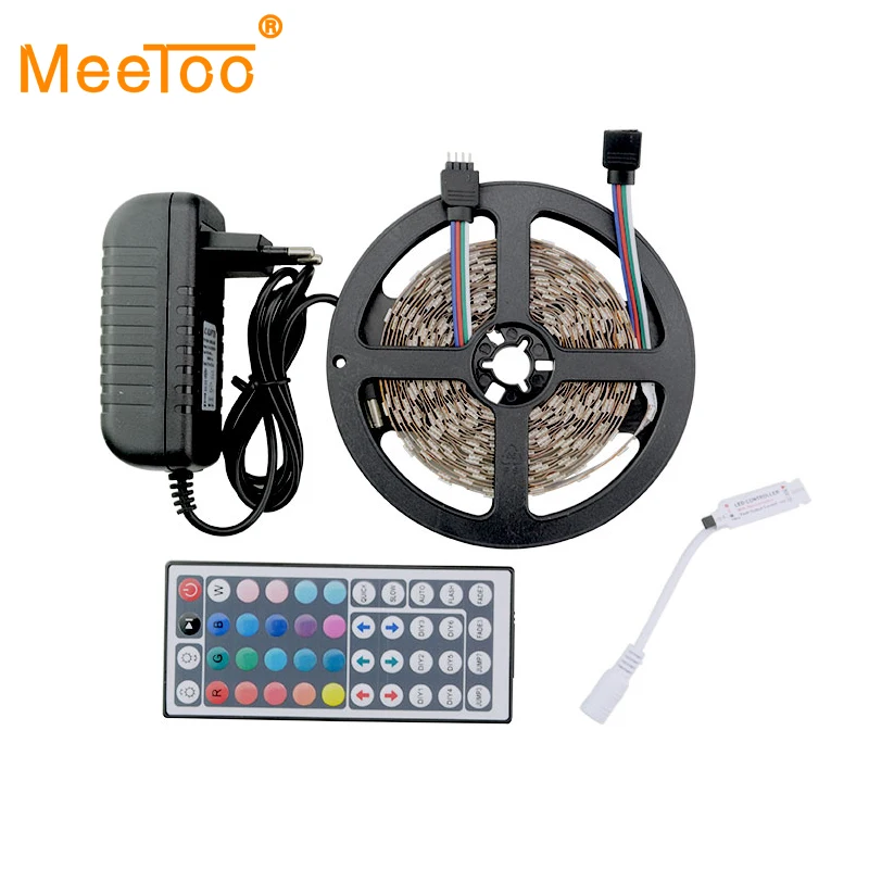 5 м RGB Светодиодная лента SMD2835 не Водонепроницаемая DC12V + 44 клавиши ИК пульт