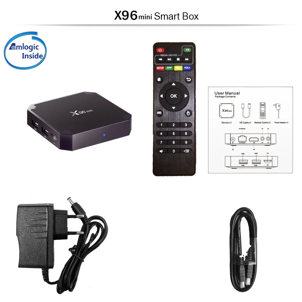 10 шт. Android 7,1 Smart tv BOX Amlogic S905W четырехъядерный X96 мини 1G/8G 2G/16G 2,4G wifi H.265 VP9 UHD 4K HDMI 2.0A медиаплеер