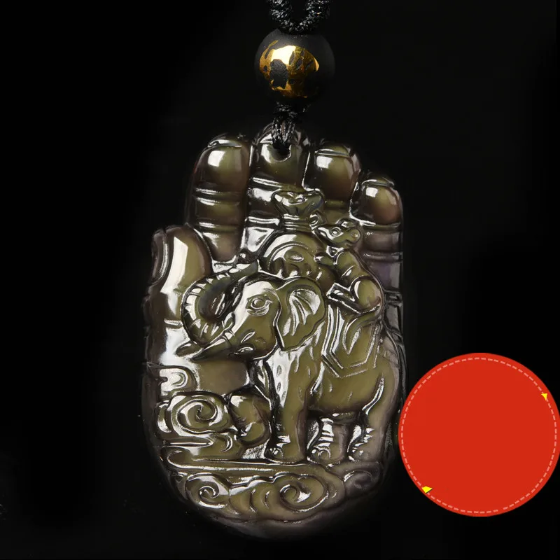 

Opening 2019 Rat Xiangbao Obsidian Pendant Is a Dragon Life Zodiac Lucky Mascot Jewelry Necklace