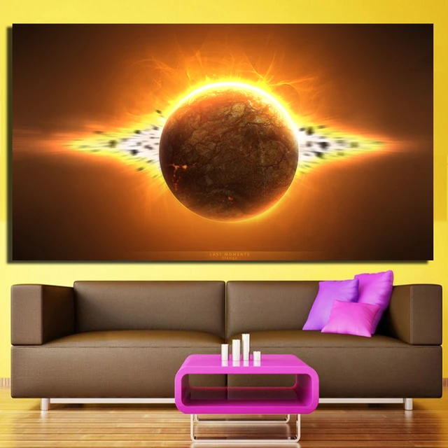 picture outer space amazing planet painting for living room modern