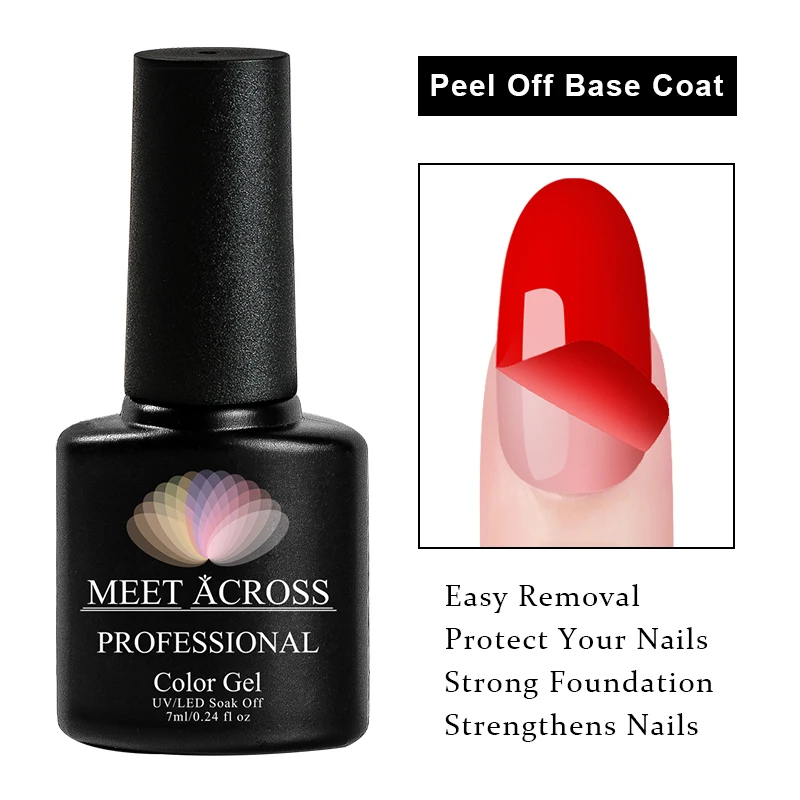MEET ACROSS Burst Peel Off Base Gel UV Polish Tempered Top Coat Soak Lacquer Manicure Nail Art Varnish | Красота и здоровье
