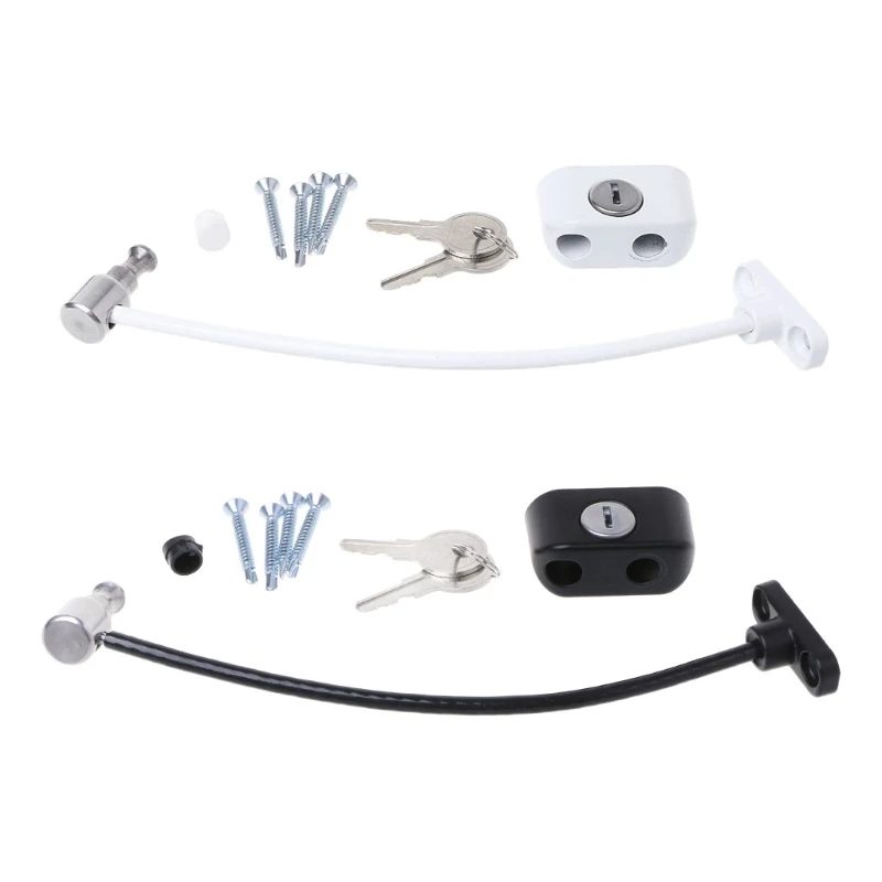 

1 PcWindow Door Restrictor Child Baby Safety Security Cable Lock Catch White&Black For Child Safety Cable Lock Catch Limit Lock