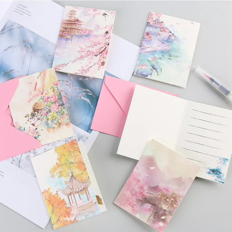 

Creative Chinese style greeting envelope blessing ancient card small fresh beautiful wind with envelope holiday retro messages