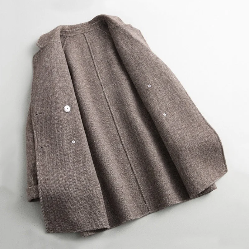 PUDI A38522 Женская Осенняя зимняя новая модная шерстяная клетчатая куртка Дамская длинная стильная шерстяная куртка с карманами для отдыха