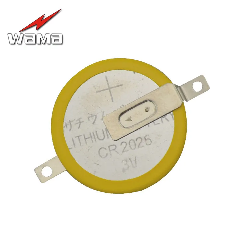 

50pcs/lot Wama CR2025 Button Cell Batteries 3V 2 Feet Welding Solder Pins Accessories Coin battery 180 degree Customized Made