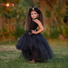 Потрясающее черное платье-пачка с единорогом для малышей; Пышное Платье с цветочным узором для девочек; детский праздничный костюм; платье для фотосессии на день рождения