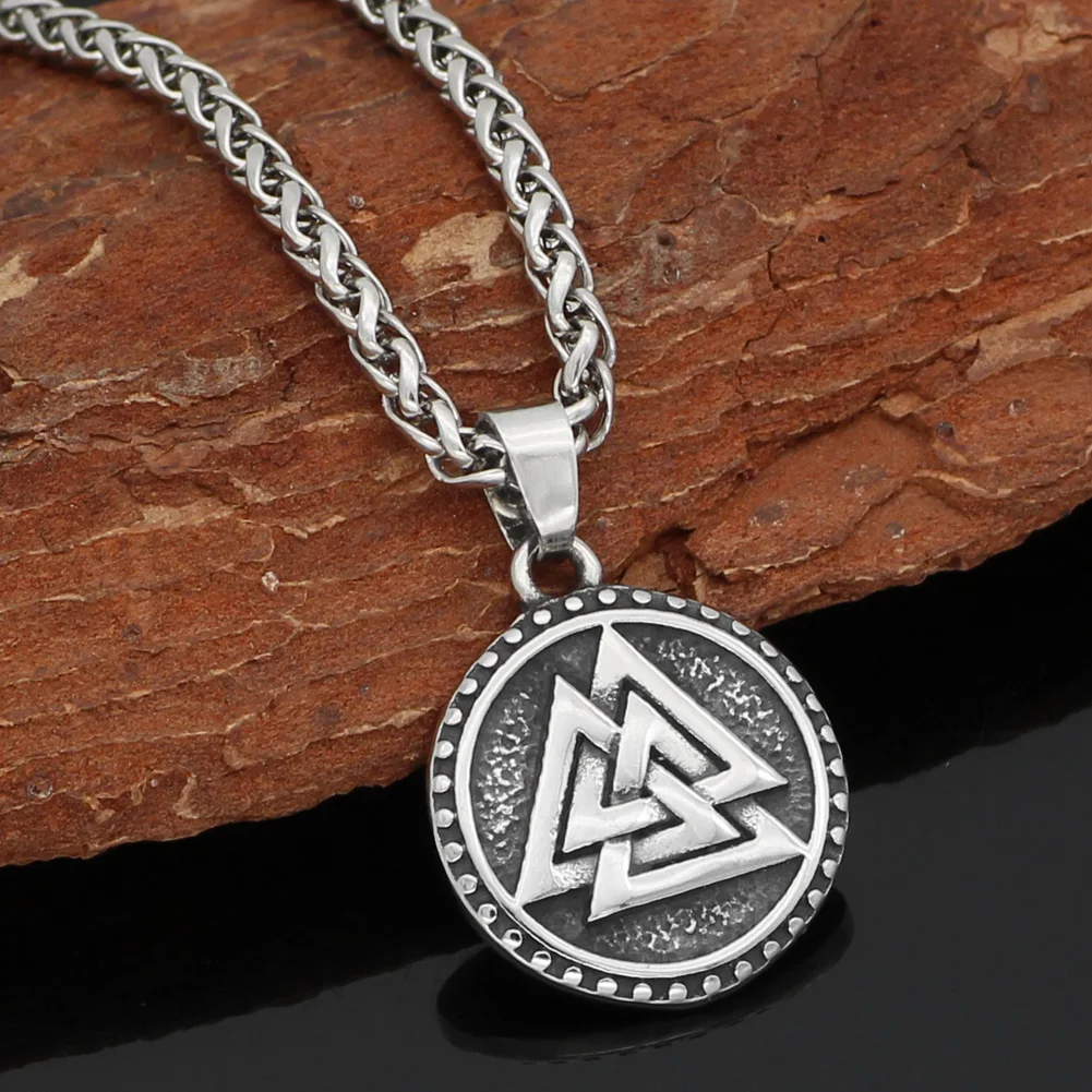 Скандинавский Викинг Valknut Амулет из нержавеющей стали кулон ожерелье для мужчин