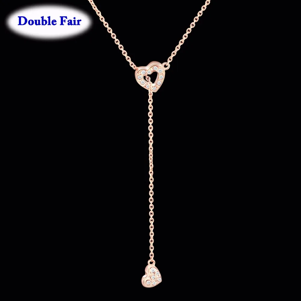 

Hot Sale Fashion Love Heart Cubic Zirconia Rose Gold Color Necklaces & Pendants Jewelry Wholesale For Women DWN159