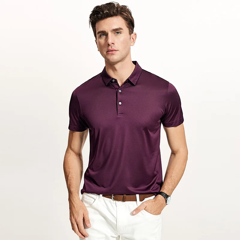 Мужская рубашка поло Однотонная из натурального шелка 2019|Поло| |