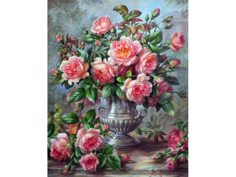 VS-0046 Эра, полное рукоделие, вышивка, DIY картина цветы, 40x50 см, вышивка крестом, наборы, 14CT Белый Вышивка крестом, наборы для вышивания, VS-09 - Цвет: VS-0046