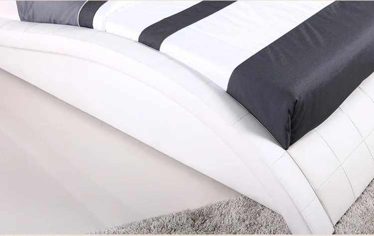 Настоящая Натуральная кожа кровать/мягкая кровать/двуспальная кровать king/queen size мебель для дома спальни Минималистичная Современная квадратная форма