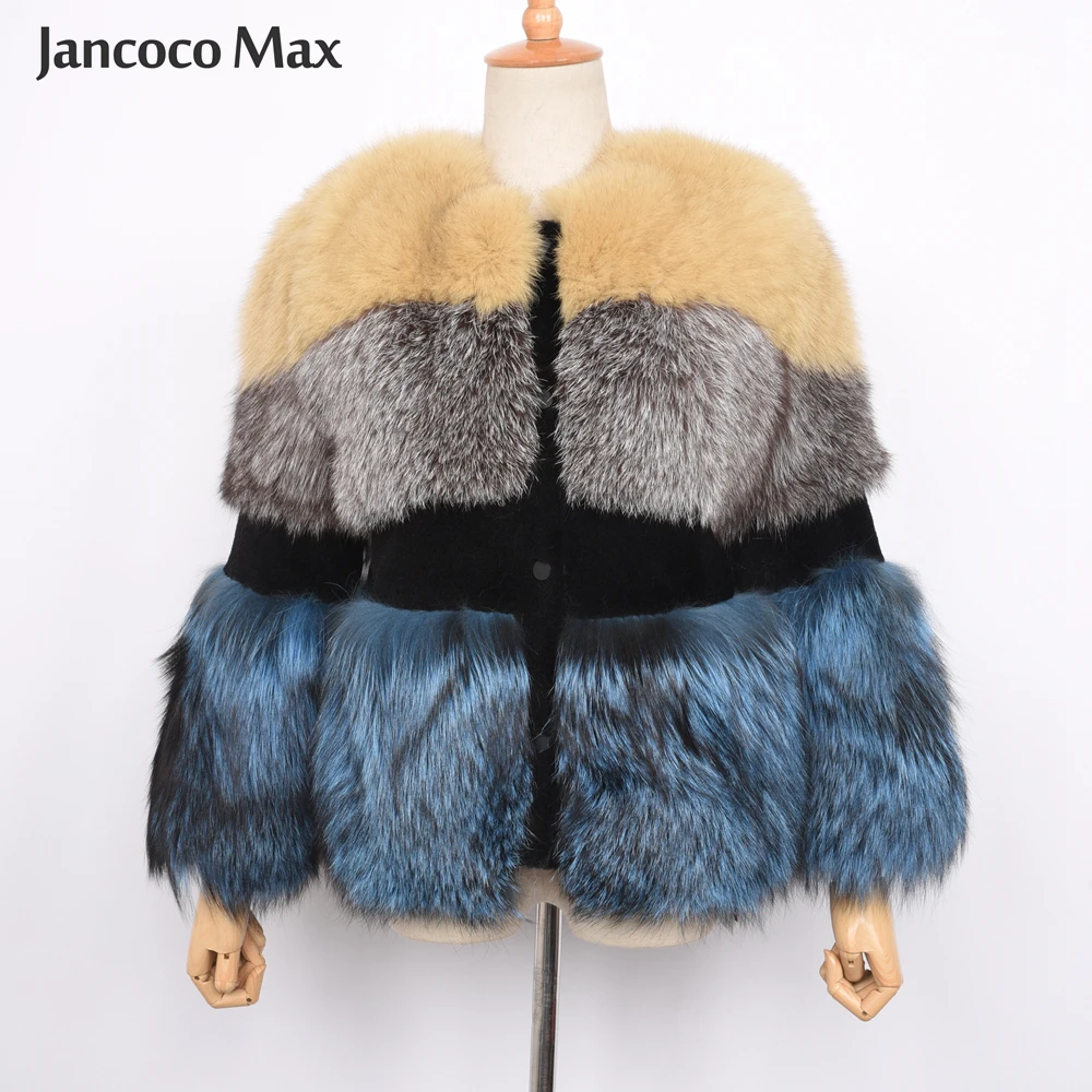Fashion Style Women's Real Fox Fur Coat Winter Thick Warm Mix Color Natural Fur Jacket Top Quality 2019 New Arrival S7459