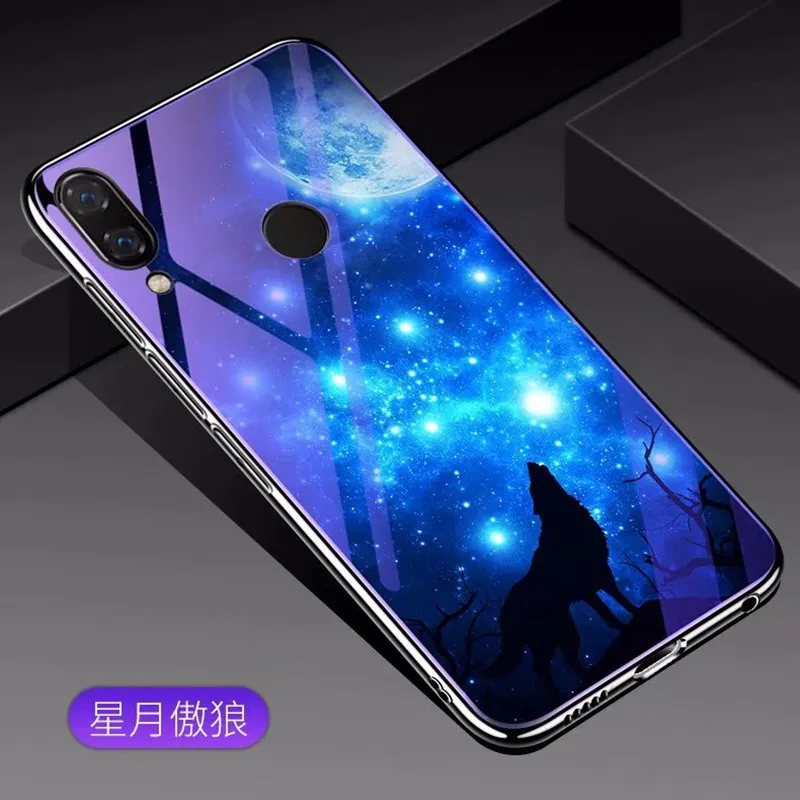 Для Xiaomi mi 8 9 SE mi x 2s A2 Lite чехол 7h защита от взрывов синий светильник задняя крышка из закаленного стекла для Red mi K20 Pro 6A 7A Note 6 7 - Цвет: Style 4