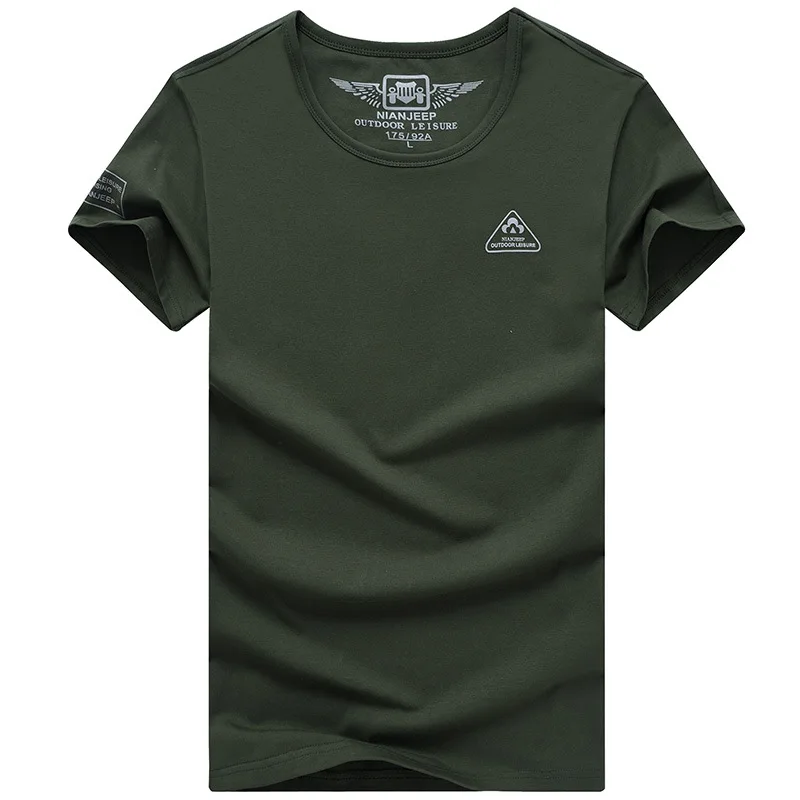 

NIAN JEEP Brand Clothing Solid Color Summer Dress T Shirts Short Sleeve Casual O Neck Cotton Tees 28