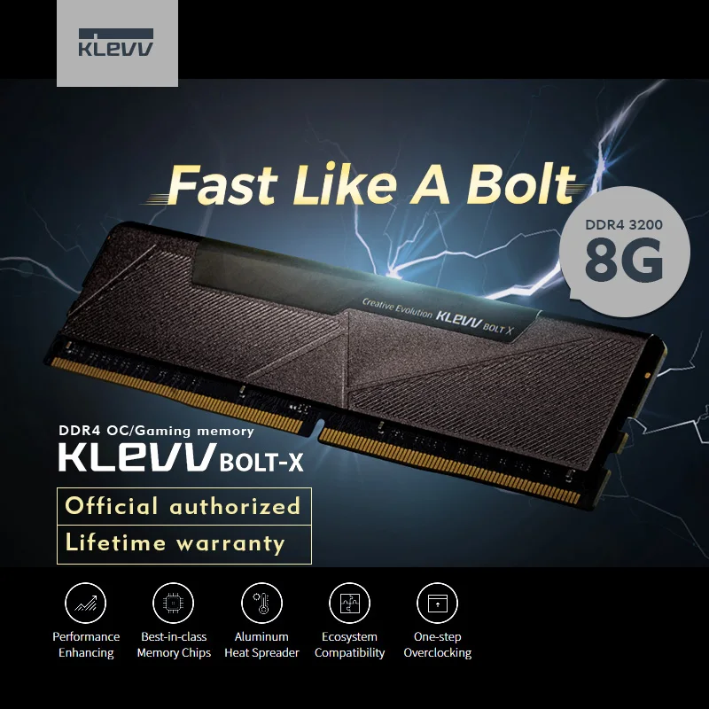 

Klevv BOLT -X PC Desktop 8GB DDR4 3200 8G 3200Mhz ram Module memory Intel XMP2.0 DDR4 Gaming momory