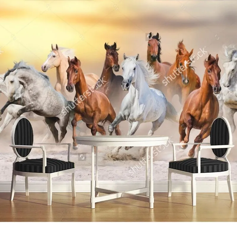 Пользовательские пейзажные текстильные обои, лошади, 3D фотообои для гостиной спальни фон для ресторана, обои