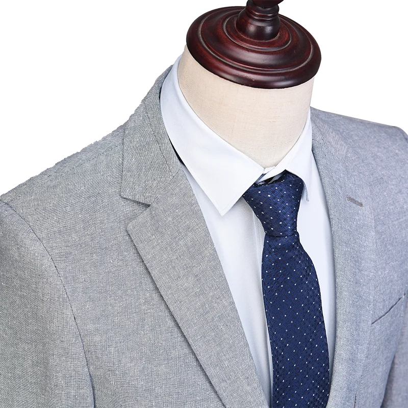 Бренд светло-серый льняной мужской костюм Slim Fit Летний пляж свадебные жениха Блейзер Стиль для выпускного куртка+ брюки 2 шт. TERNO