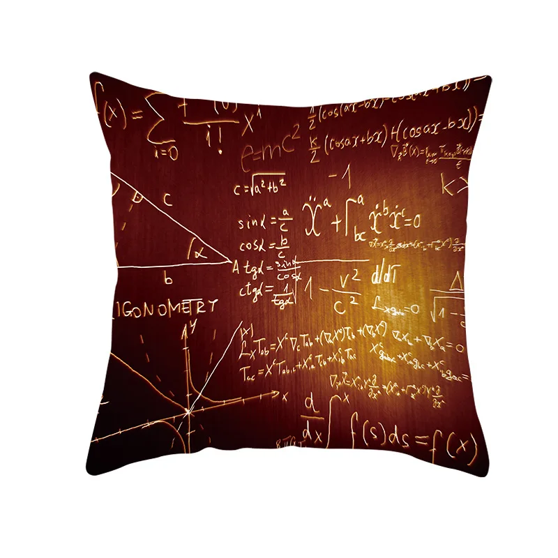 Lychee Einstein Pillow Cases Mathematical Formula Polyester Peachskin 45x45cm Pillow Cover For Bedroom Home Office - Color: 22