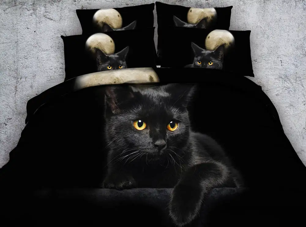 

3d printed comforter bedding sets quilt/duvet covers bedspreads twin full queen king size 500TC woven black cats childrens home