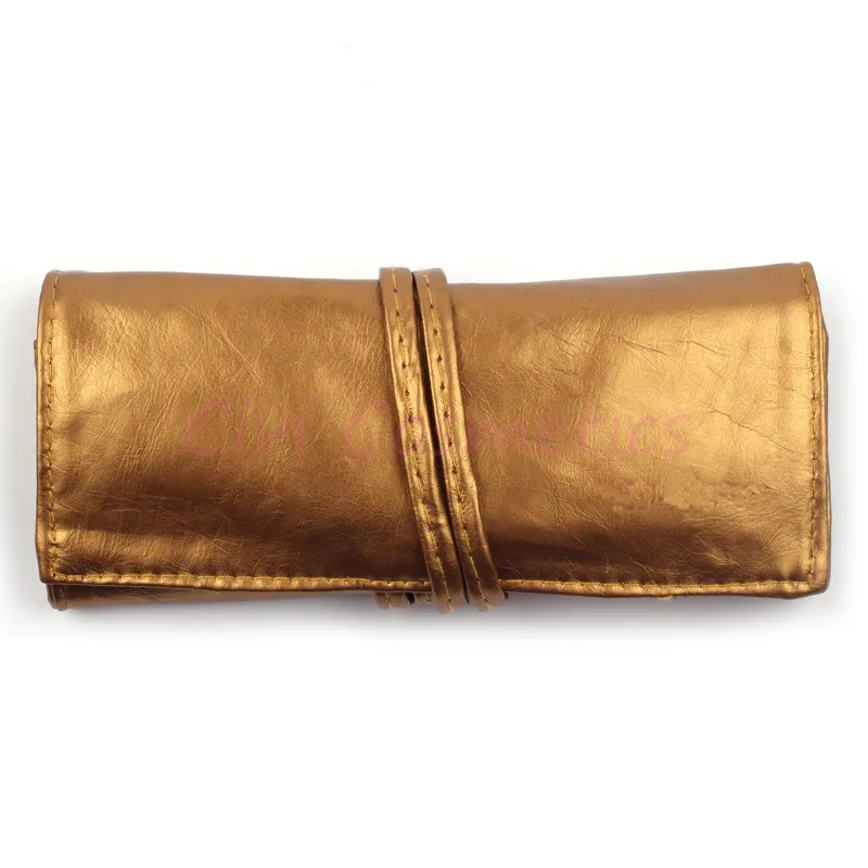 Распродажа! Высокое качество 7 кистей для макияжа набор в гладкой золотой кожаной сумке портативные Кисти для макияжа