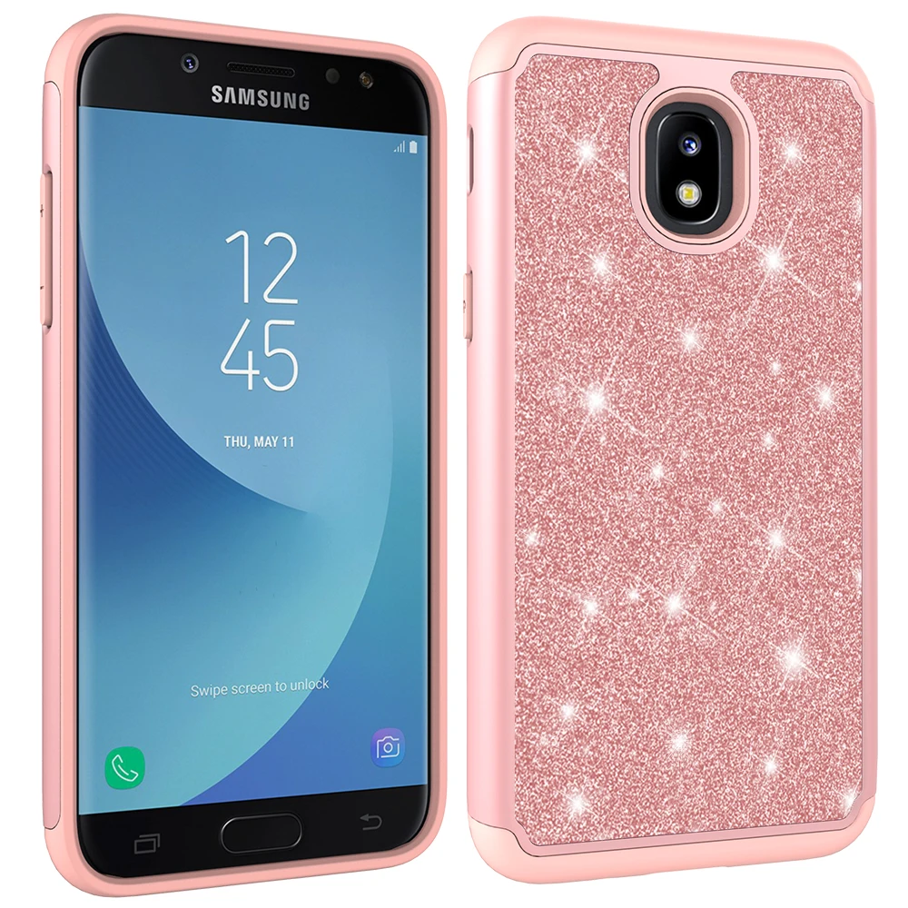 Чехол для телефона Samsung Galaxy J3 Prime Emerge J7 A6 2018 2017 задняя крышка 2 в 1 Блестящий