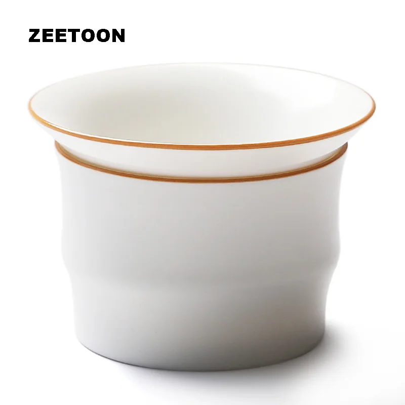 Zen Japanese Style Tea Filter Boutique Handmade Ceramics Kung Fu Tea Set White Porcelain Tea Coffee Strainer with Filter Screen Zen Japanese Style Tea Filter Boutique Handmade Ceramics Kung Fu Tea Set White Porcelain Tea Coffee Strainer with Filter Screen
