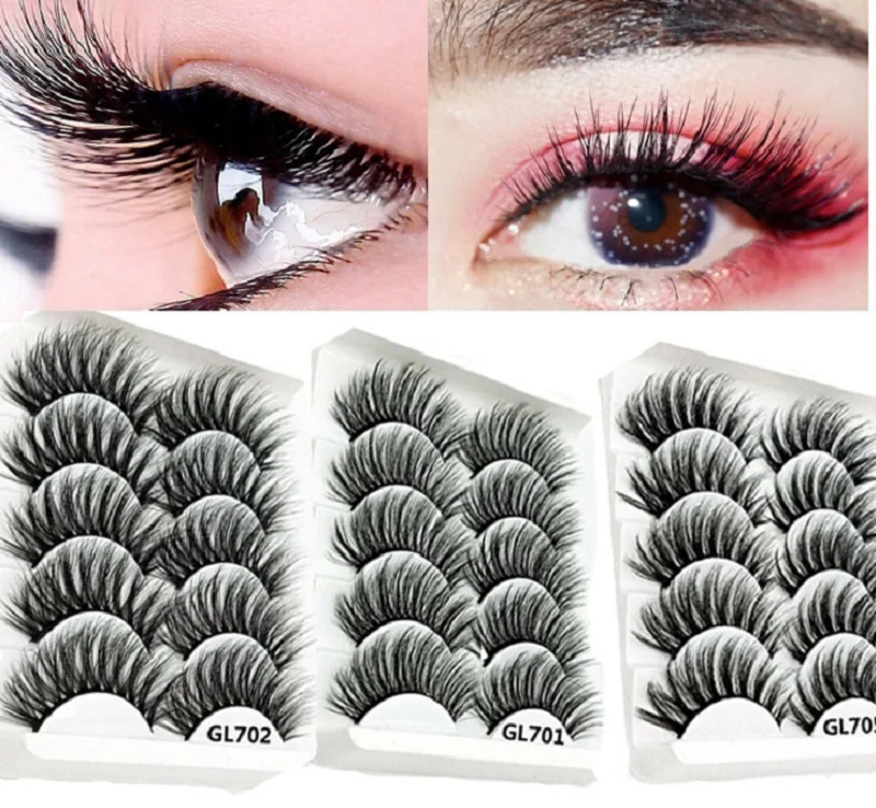 

2019 New 5 Pairs 6D Mink False Eyelashes Handmade Nature Cross Soft Long Eye Lashes Extension maquillaje maquiagem