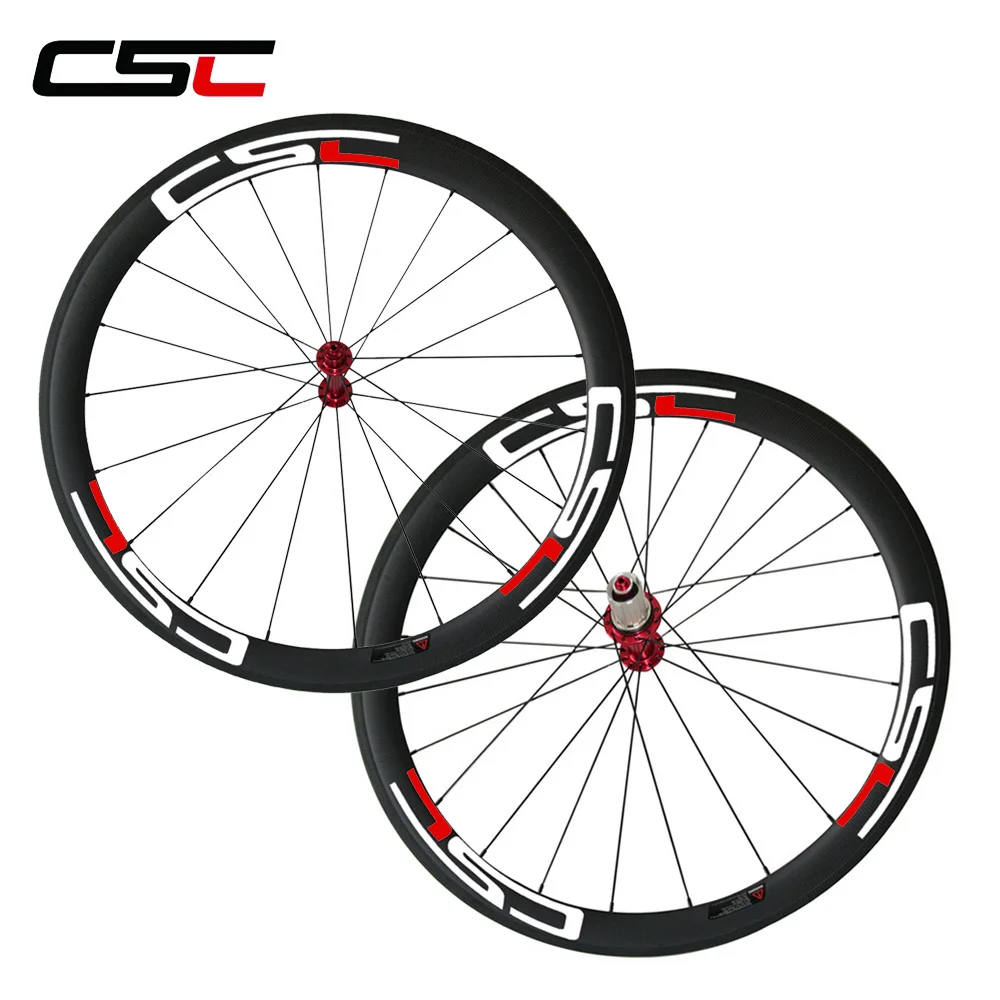 Excellent CSC U Shape 700C full carbon 50mm clincher wheels 25mm width with Powerway R13 hub sapim cx ray cn 424 spoke 2