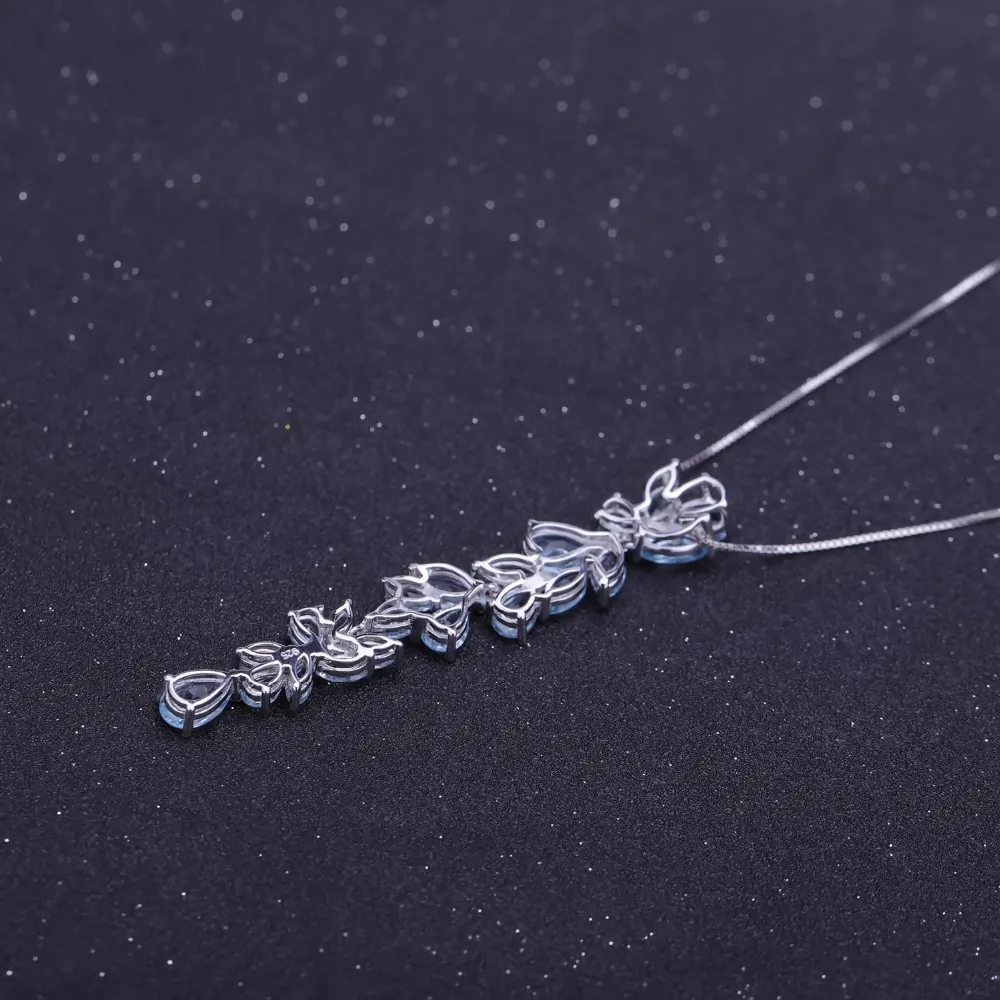 GEM'S балет 14.33Ct натуральный Небесно Голубой топаз 925 пробы Серебряные Листья и ветви кулон ожерелье для женщин обручение ювелирные изделия