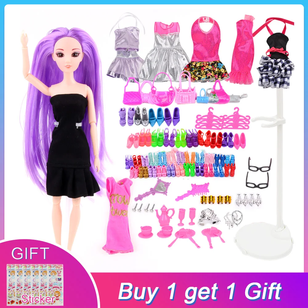 

UCanaan Girl Doll With Ultimate Dressup Dolls Set Toys for Children Fashion DIY BJD Dolls Accessories