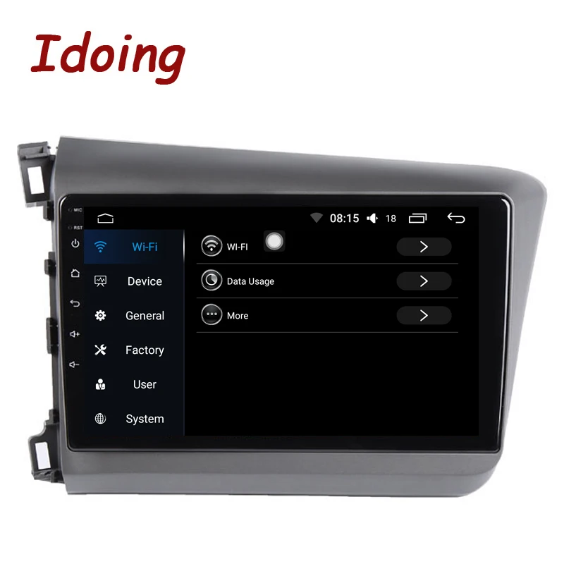 Perfect Idoing 9"4G+64G Octa Core 1 Din Car Android 8.0 Radio Multimedia Player For Honda Civic 2010-2012 GPS Navigation and Glonass 2