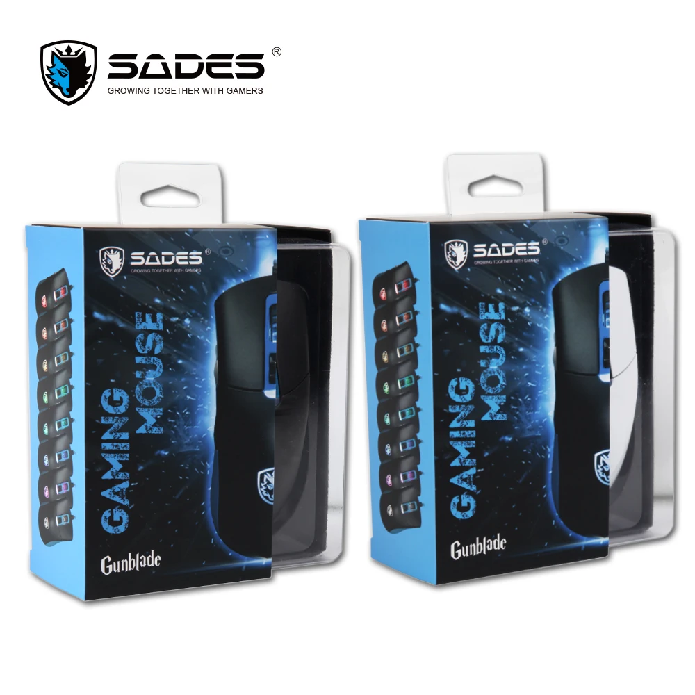 SADES S16 GUNBLADE 4-уровневая игровой Мышь геймера Мышь проводной 3000 Точек на дюйм 8 кнопок Белый