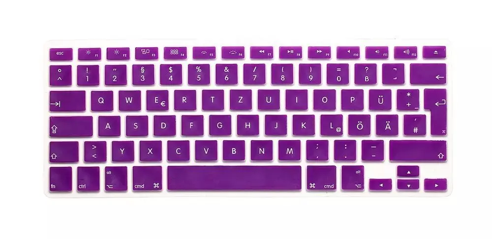 Европейские немецкие буквы клавиатуры протектор для Macbook Air Pro retina 1" 15" 1" ноутбука кожаные чехлы для Mac book 13 15 QWERTZ - Цвет: Purple