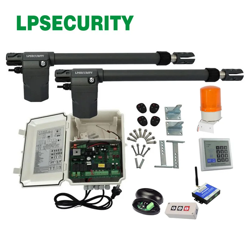 

LPSECURITY 400kg AC electric automatic swing gate opener motor operators(sensor,button,lamp,RFID keypad, GSM module optional)