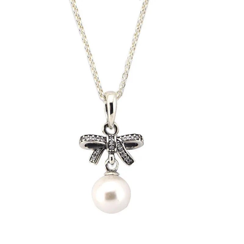 

Choker Necklace Delicate Sentiments Pendant White Pearl & Clear CZ 925 Sterling Silver Necklaces for Women Jewelry accesorios