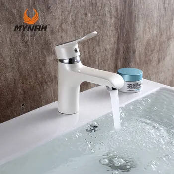 

MYNAH Russia Free Shipping Classic Style Sink Basin Faucet White Bathroom Faucet Round Section Polished Single Handle M1047J