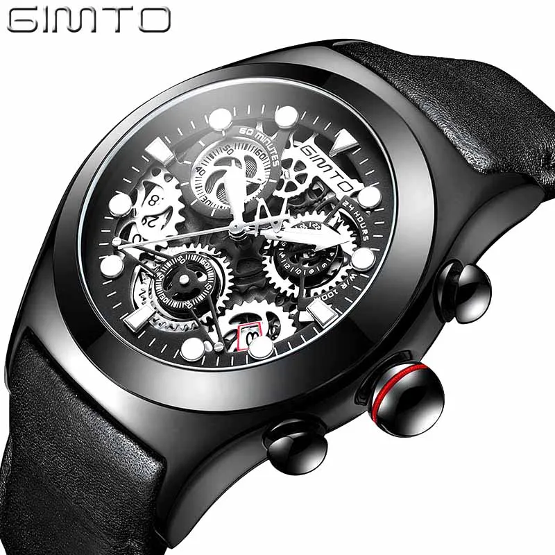 

Relogio Masculino quartz Wristwatches Men watches business GIMTO calendar creative luxury sport mechanical waterproof leather PU