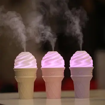 

Mini Ultrasonic Mist Humidifier USB Air Humidifier Ice Cream Shape LED Soft Light for Home Office Yoga Spa