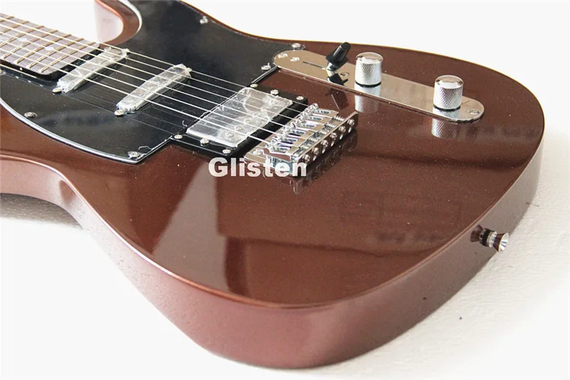

TL tele brown electric guitar, string through body, 6 saddles bridge
