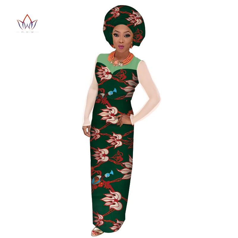 2019 африканские платья для женщин плюс размер африканская Дашики o-образным вырезом с длинным рукавом Анкара Африканский принт одежда 4xl WY3594