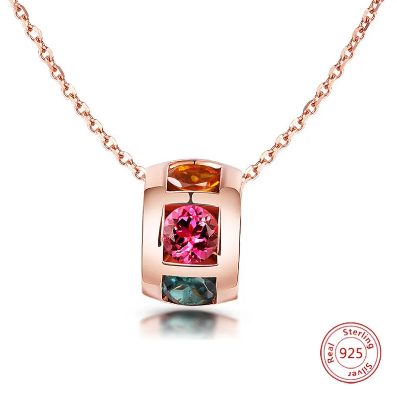 

rhinestones round pendant necklace women charm 925 sterling silver necklaces & pendants neckless charms chain choker necklace