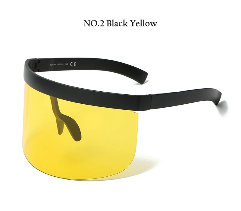 c2 black yellow HBK Сексуальные Уникальные негабаритные Солнцезащитные очки Мужские Винтажные цельные линзы Желтые красные большие солнцезащитные очки большая оправа Женские ветрозащитные UV400 - Цвет линз: c2 black yellow