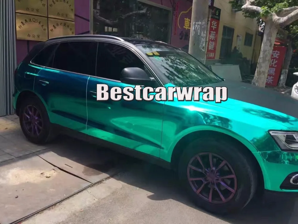 tiffany light green chrome car wrapping film with air bubble free (2)