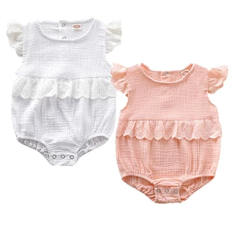 

Newborn Baby Bodysuit Girls Clothes Sleeveless Lace One Piece Clothes Cotton&Linen Outfits Girls Bodysuit Summer Baby Clothing