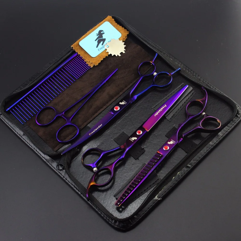 

3*7.0 inch purple fish bone tooth professional hairdressing scissors personality hairdressing scissors pet shop essential