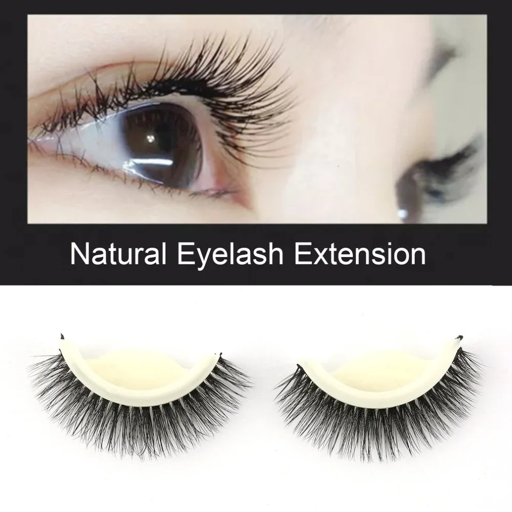 1 Pair Natural False Eyelashes Self Adhesive Curl Individual Lashes