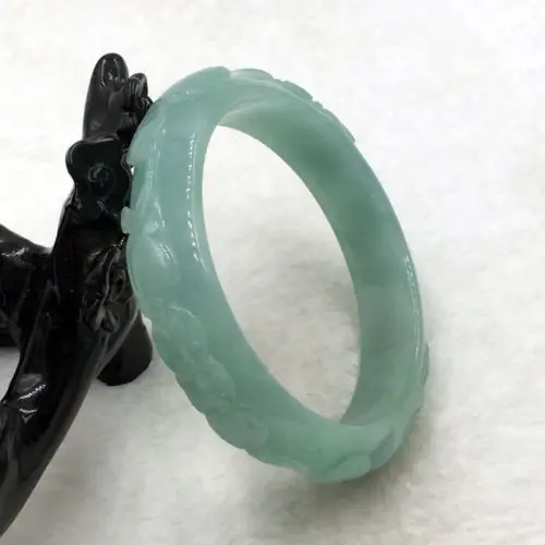 

2618 China Beautiful Hand-carved Green Jadeite Jade Gems Bracelet Bangle