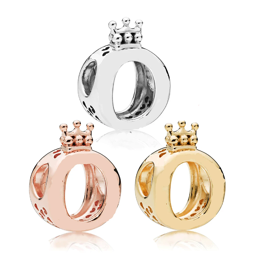 

3 Colors Crown O Charm Charm Beads 100% Real 925 Sterling Silver Crown Charm Beads Fit Original Bracelet Diy Jewelry 2018 Autumn