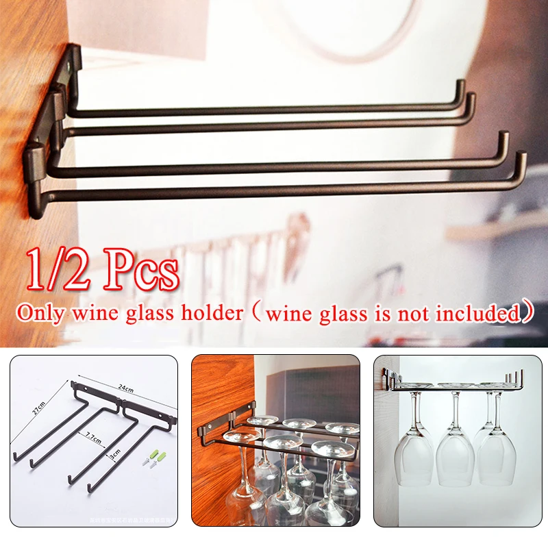 

1/2 Pcs Stemware Wine Glass Rack Wall Mountable Bar Home Restaurant Decor