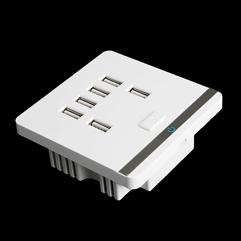 

3.4A 6 Port USB Wall Charger Outlet Power Receptacle Socket Plate Panel Switch